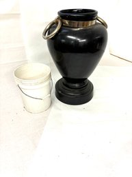 Vintage Large Ceramic Urn With Metal Handles