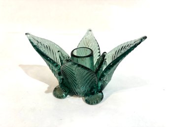 Vintage Green Glass Taper Candle Holder