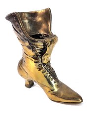 Antique Metal Victorian Ladies Boot Vase