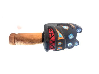 Vintage Wood Black Rattle