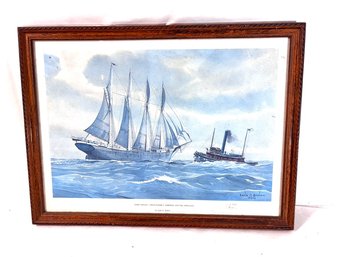 Vintage Framed Print - Good Voyage - The Eleanor F Bartram And The Portland By Earle G Barlow