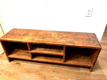 Vintage Pine Wood Low Shelf Unit