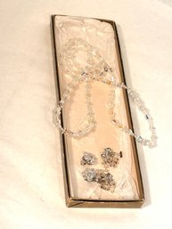 Vintage Glass Necklace And Earrings