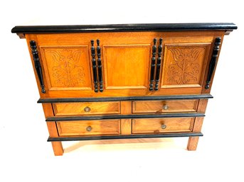 Vintage Wood Storage Chest W/drawers