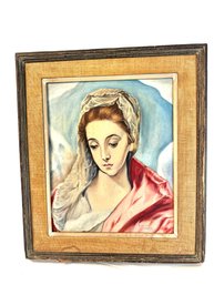 Vintage Oil On Board - La Madonna De La Buena Leche El Greco Friar V. Merino