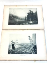 Vintage Prints - Mount Corcoran A Bierstadt, Sea-bathing At Ostend Jan Van Beers