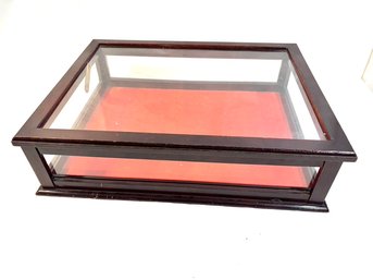 Vintage Wood And Glass Felt Lined Display Box
