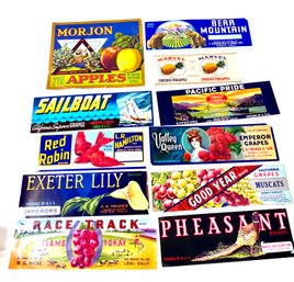 Vintage Authentic Fruit And Vegetable Crate Labels