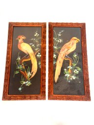 Antique Bird Art With Real Feathers