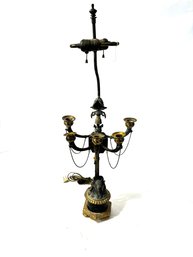 Vintage Brass Lamp And Candle Holder