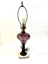 Vintage Purple Etched Glass Lamp