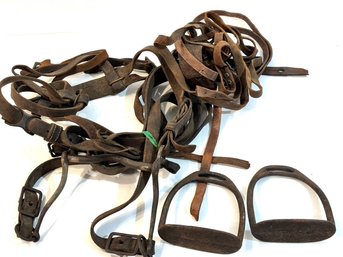 Vintage Bit, Stirrups And Tack