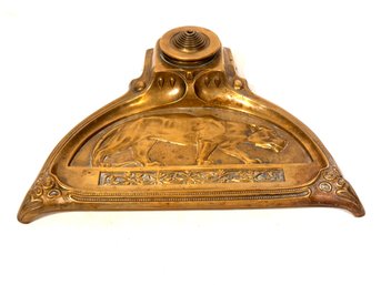 Antique Large Stunning Lion Ink Well