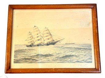 Vintage Framed Ship Print