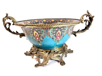 Vintage Cloisonne Enamel Footed Bowl
