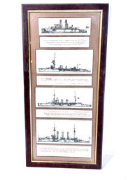 Vintage Framed Battleship Art