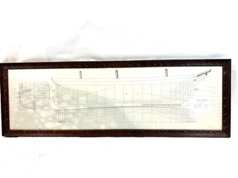 Vintage Framed Print - Ship Helena Architectural Drawing