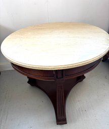 Creamy Beige Marble Top End Table