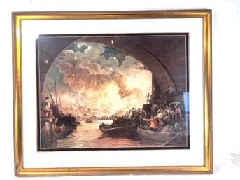 Vintage Framed Art - The Great Fire Of London By Philip James De Loutherbourg