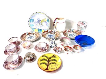 Vintage Lot Of Tea Cups, Bowls, Plates, Pitcher