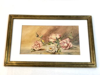 Vintage Framed Floral Watercolor