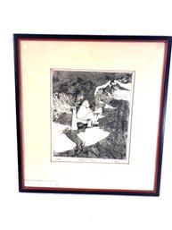 Vintage Framed Print - The Bench Sitters, Neely