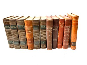 Vintage Leather Bound Swedish Library Books
