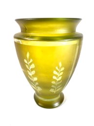 Vintage Celadon Leaf Glass Vase