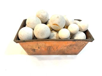 Indian Marbles In Vintage Copper Tin