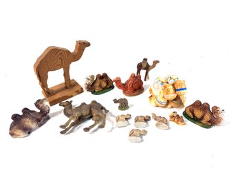 Vintage Lot Of Plastic, Ceramic And Wood Camels