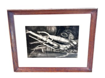 Vintage Framed Etching Engraving - Mezzotint, Frances Coelho