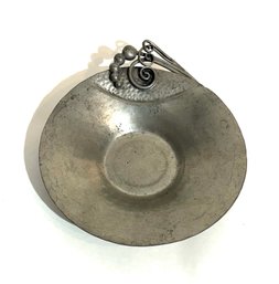 Vintage Nekrassoff Signed Hand Hammered Forged Pewter Dish With Design