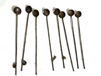 Set Of 8 Vintage Silver Ice Tea Spoons, Some W/charms