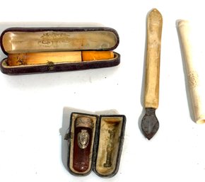 Cigar Holders In Case And 2 Other Items