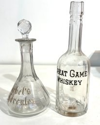 Clear Glass Bottle With Label Great American Whiskey And Hercules