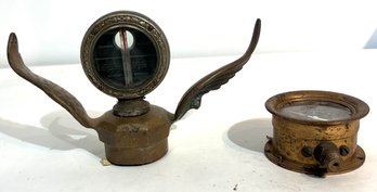 Boyce Moto Meter With Wings & Us Gauge Co. Oil Gauge