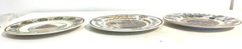 Three Plates With Train Decoration.  Plates Approx. 10 1/2'