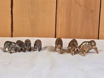 Vintage Small Metal Bull & Bear Figurines