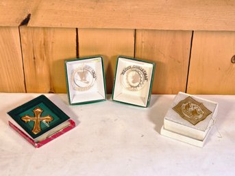 4pc. Vintage Metal Christmas Ornaments In Box