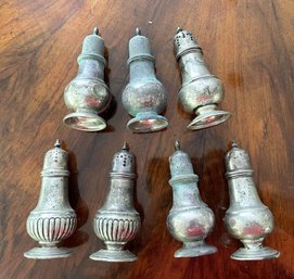 114 Mixed Lot Of 7 Vintage Sterling Silver Salt & Pepper Shakers