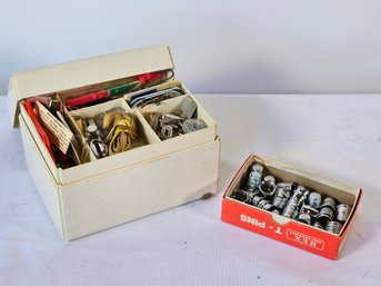 Vintage Sewing Notion Organizer And Thimble Collection