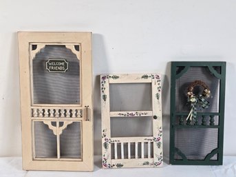 (3pc) Small Decorative Painted Wood Screen Doors