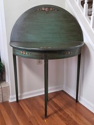 Demilune Flip Top Table W/ Painted Floral Motifs