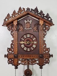 Antique 19th C. Railroad Cuckoo Wall Clock - Vine & Leaf Design