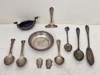 Grouping Of Sterling Silver Items - Viking Ship Figurine & Flatware - 6.3ozt.