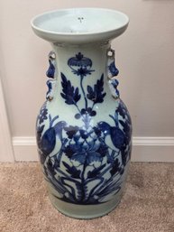Antique Chinese Blue & White Porcelain Vase - 17' Tall