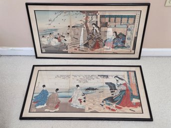 Pair Of Framed Japanese Woodblock Style Prints