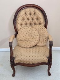 Victorian Style Upholstered Parlor Armchair W/ Pillows