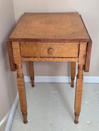 Sheraton Style Birdseye Maple Drop Leaf/Pembroke Side Table
