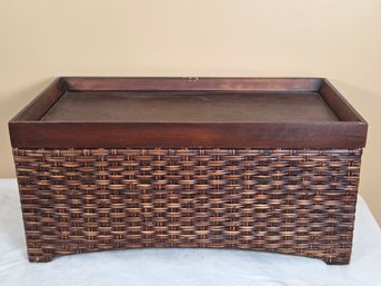 Woven Rattan & Wood Storage Trunk